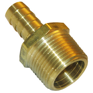 (image for) 3/4 MALE PIPE THREAD X 3/8 BRASS HOSE BARB ADAPTER