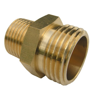 (image for) 3/4 MALE GARDEN HOSE THREAD X 1/2 MALE PIPE THREAD BRASS ADAPTER - Click Image to Close