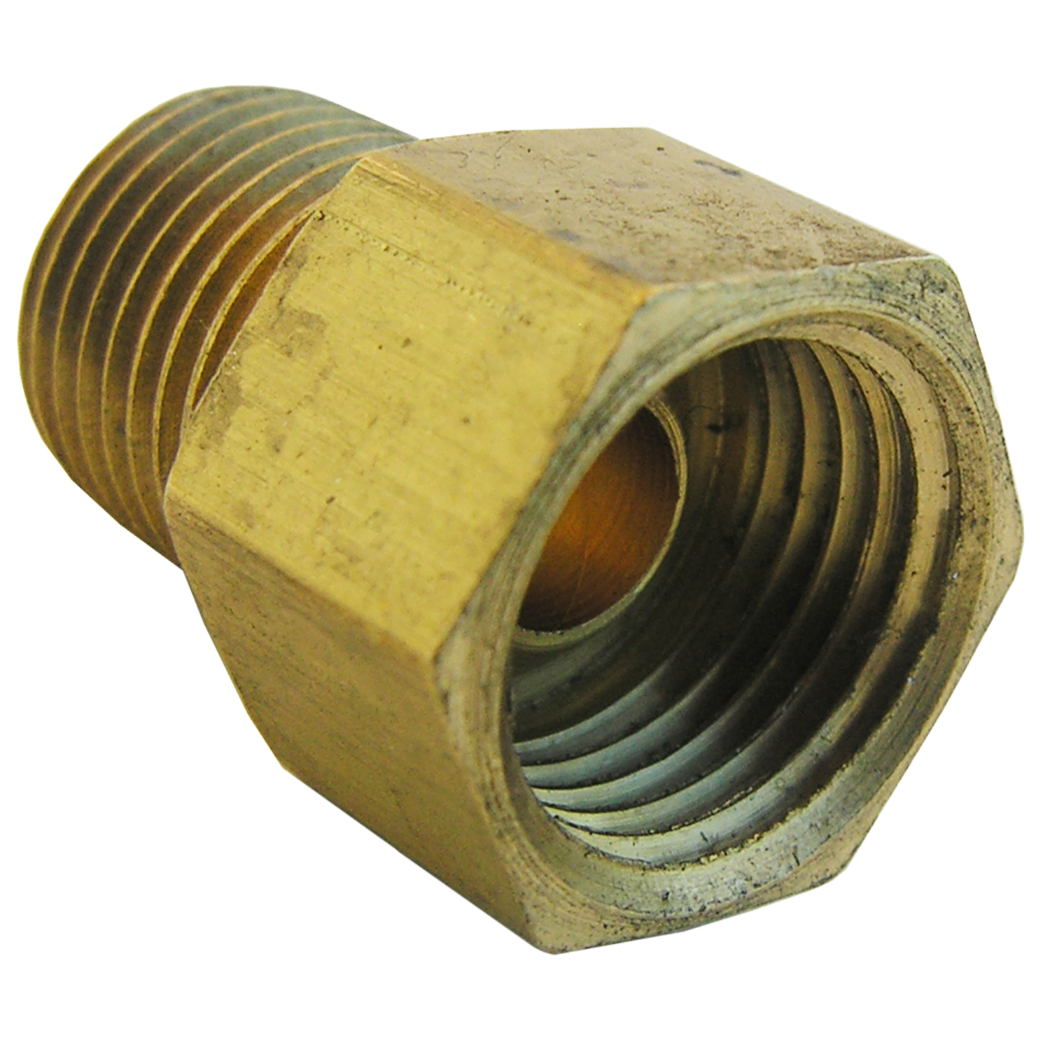 (image for) 1/4 INVERTED FLARE X 1/8 MALE PIPE THREAD BRASS ADAPTER