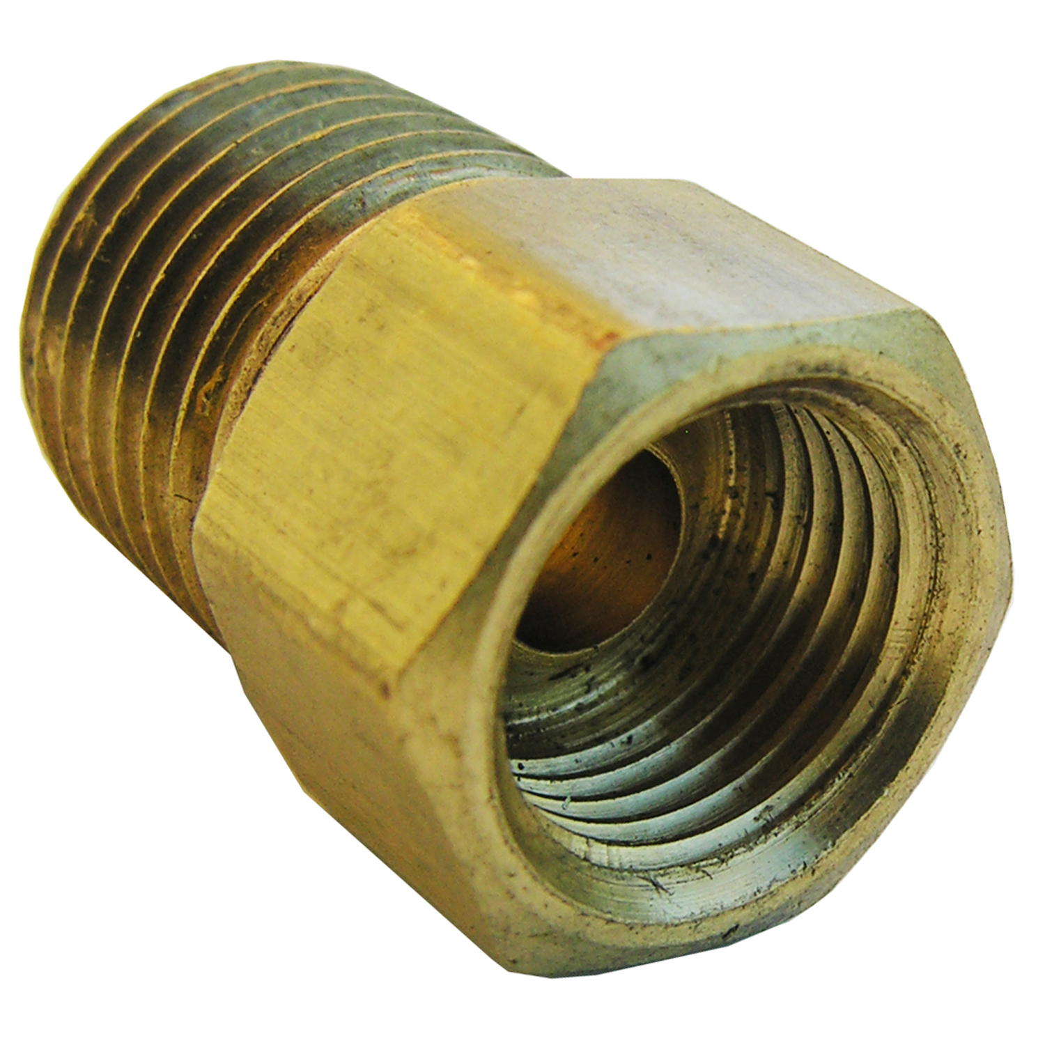 (image for) 1/4 INVERTED FLARE X 1/4 MALE PIPE THREAD BRASS ADAPTER