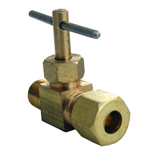 (image for) 1/4 COMPRESSION X 1/8 MALE PIPE THREAD STRAIGHT BRASS NEEDLE VAL - Click Image to Close