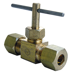 (image for) 1/4 COMPRESSIONX1/4 COMPRESSION STRAIGHT BRASS NEEDLE VALVE - Click Image to Close