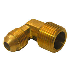 (image for) 3/8 FLARE X 3/8 MALE PIPE THREAD BRASS ELL - Click Image to Close