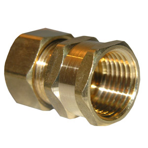 (image for) 5/8 COMPRESSION X 1/2 FEMALE PIPE THREAD BRASS ADAPTER