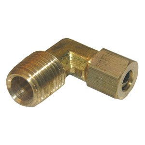 (image for) 1/4 COMPRESSION X 1/4 MALE PIPE THREAD BRASS ELL