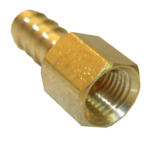 (image for) 1/4 FEMALE PIPE THREAD X 5/16 BRASS HOSE BARB ADAPTER - Click Image to Close