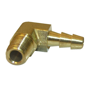 (image for) 1/8 MALE PIPE THREAD X 1/4 BRASS HOSE BARB ELL