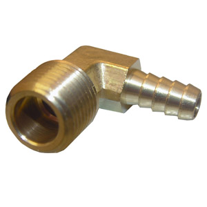 (image for) 1/2 MALE PIPE THREAD X 3/8 BRASS HOSE BARB ELL