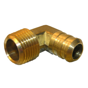 (image for) 1/2 MALE PIPE THREAD X 5/8 BRASS HOSE BARB ELL - Click Image to Close