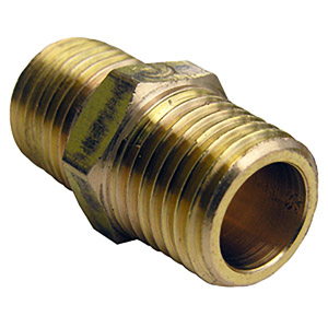 (image for) 1/4 MALE PIPE THREAD BRASS HEX NIPPLE