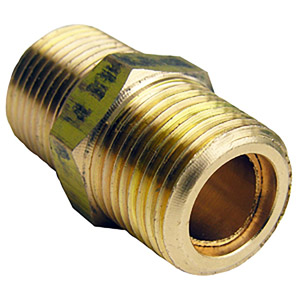 (image for) 3/8 MALE PIPE THREAD BRASS HEX NIPPLE