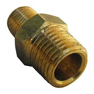 (image for) 1/4 MALE PIPE THREAD X 1/8 MALE PIPE THREAD BRASS HEX NIPPLE - Click Image to Close