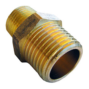 (image for) 3/4 MALE PIPE THREAD X 1/2 MALE PIPE THREAD BRASS HEX NIPPLE